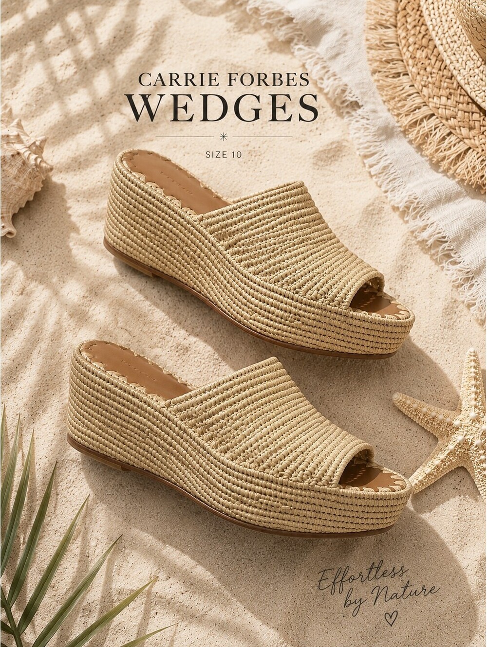 Carrie Forbes Karim Woven Raffia Wedge Slide Sandals
